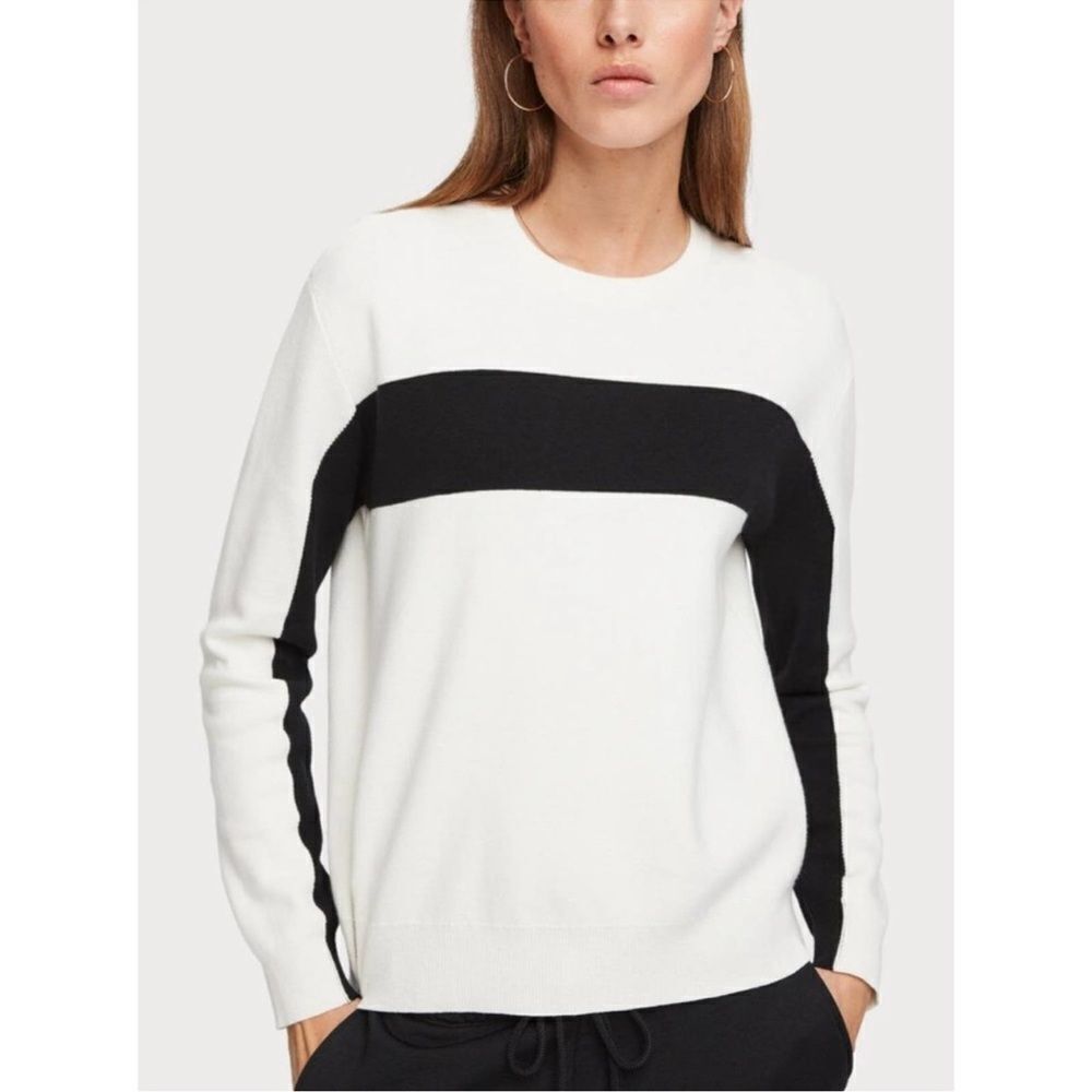 Scotch & Soda Stripe Side Zip Sweater
White Multi/Off White -